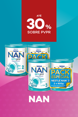Marca NAN com destaque promocional de até 25% sobre preço de Venda ao Público Recomendado